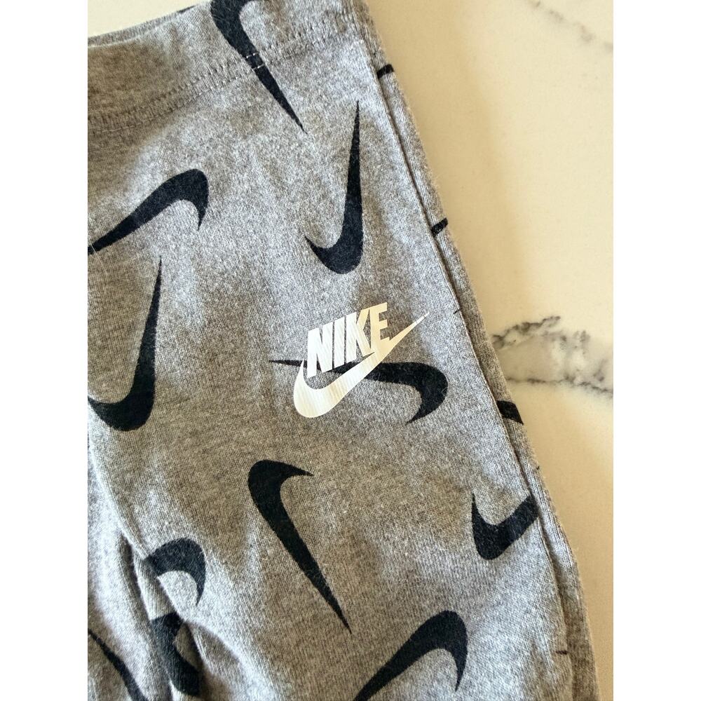 Nike Baby Footed Pants - Gray Allover Logo Print - Picture 3 of 4